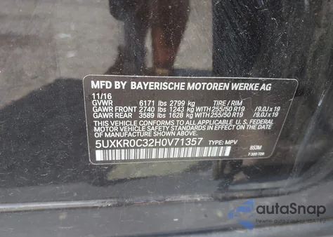 2017 BMW X5 xDrive35I из США, поврежденный, VIN 5UXKR0C32H0V71357